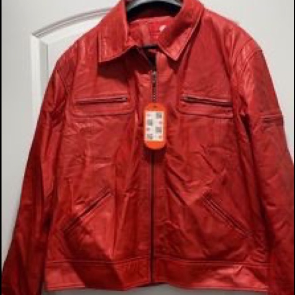 Mens Red Leverapelle 100% Aunthentic Lambskin Leather
